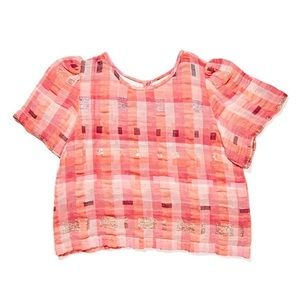 Ace&Jig Louisa Metallic Pink Plaid Top in Champagne